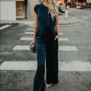 Satin Jumpsuit in Navy